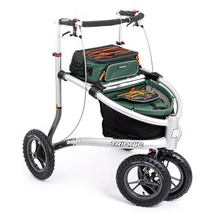 Trionic VELOPED TREK 12er Premium Rollator mit 31 cm Rdern - New Edition grn/schwarz/orange L