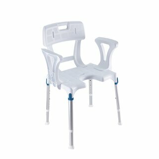 Careline SMART Duschstuhl, mit Intimausschnitt, mit Arm- und Rckenlehne, max. Belastbarkeit 150 kg HMV-Nr. 04.40.03.2048
